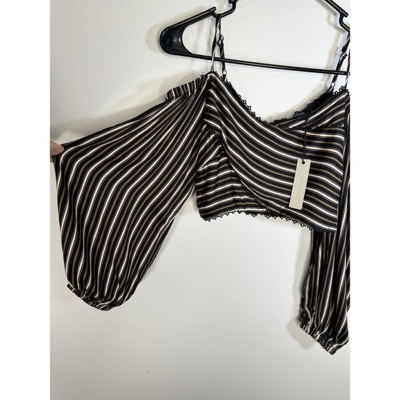 Olivaceous Long Sleeve Tube Top Sz M Stripe Zip Boho Hippie Vibe - Picture 7 of 9